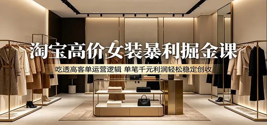 淘宝高价女装暴利掘金课:吃透高客单运营逻辑,单笔千元利润轻松稳定创收选优云网创选优云网创
