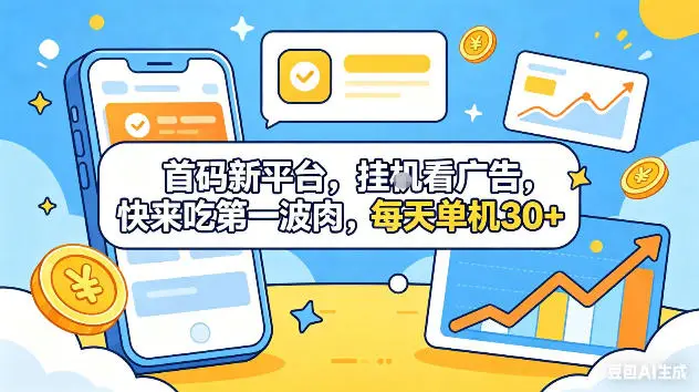 首码新平台,挂G自动看广告,快来吃第一波肉,每天单机30+,可矩阵放大【揭秘】选优云网创选优云网创