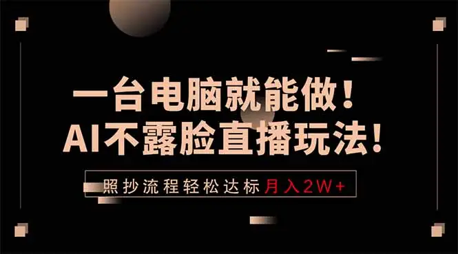 一台电脑就能做!AI不露脸直播玩法,照抄流程轻松达标月入2W+选优云网创选优云网创