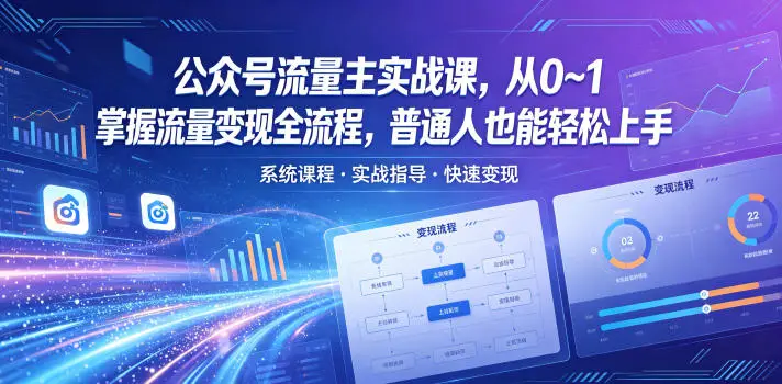公众号流量主实战课,从0~1掌握流量变现全流程,普通人也能轻松上手选优云网创选优云网创