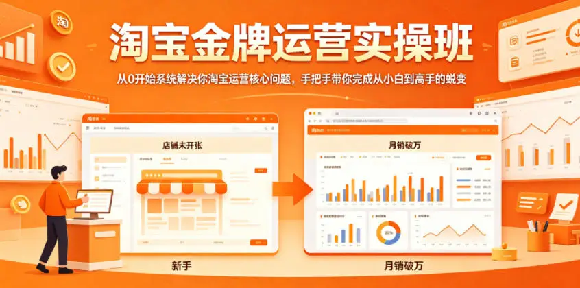 淘宝金牌运营实操班,从0开始系统解决你淘宝运营核心问题,手把手带你完成从小白到高手的蜕变选优云网创选优云网创