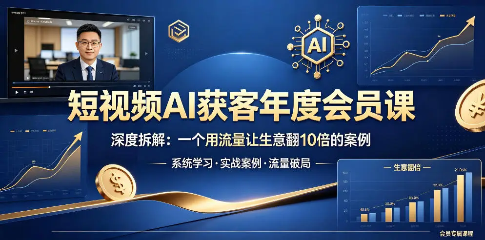 短视频AI获客年度会员课，深度拆解，一个用流量让生意翻10倍的案例选优云网创选优云网创