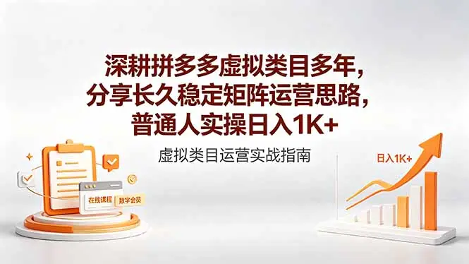 深耕拼多多虚拟类目多年,分享长久稳定矩阵运营思路,普通人实操日入1K+选优云网创选优云网创