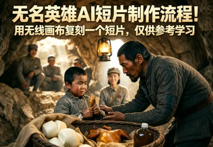 无名英雄AI短片制作流程!用无线画布复刻一个短片,仅供参考学习选优云网创选优云网创