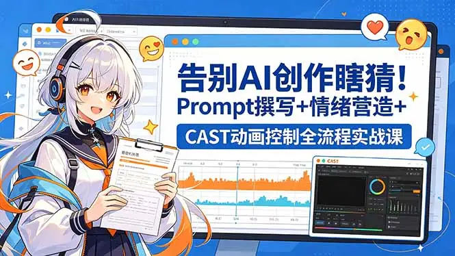 告别AI创作瞎猜!Prompt撰写+情绪营造+CAST动画控制全流程实战课选优云网创选优云网创
