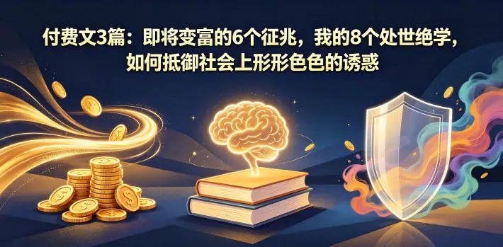 付费文3篇:即将变富的6个征兆,我的8个处世绝学,如何抵御社会上形形色色的诱惑选优云网创选优云网创