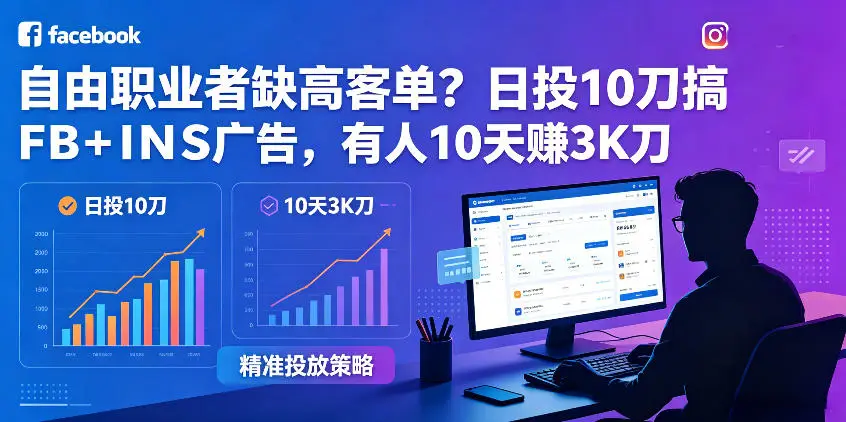 自由职业者缺高客单?日投10刀搞FB+INS广告,有人10天赚3K刀!【原创双语字幕】选优云网创选优云网创