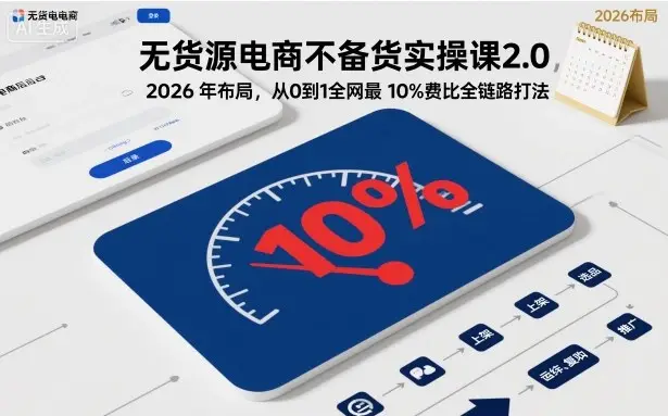无货源电商不备货实操课2.0,2026年布局,从0到1全网最低10%费比全链路打法【更新26年5月19日】选优云网创选优云网创