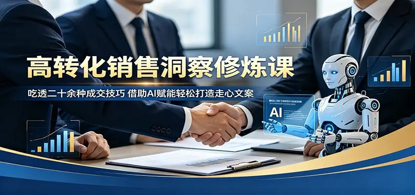高转化销售洞察修炼课:吃透二十余种成交技巧,借助AI赋能轻松打造走心文案选优云网创选优云网创