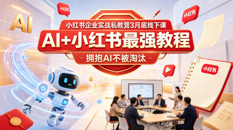 小红书企业实战私教营3月底线下课,AI+小红书最强教程,拥抱AI不被淘汰选优云网创选优云网创