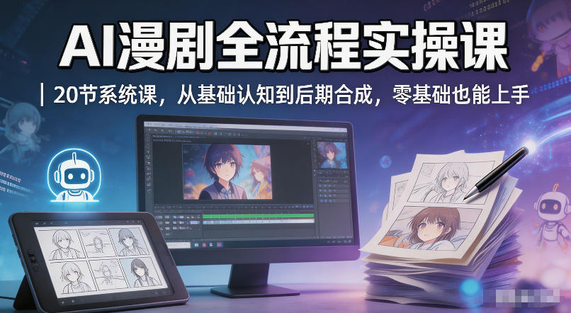 AI漫剧全流程实操课｜20节系统课，从基础认知到后期合成，零基础也能上手选优云网创选优云网创