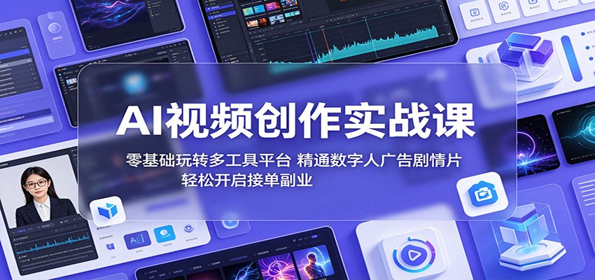 AI视频创作实战课：零基础玩转多工具平台，精通数字人广告、剧情片，轻松开启接单副业选优云网创选优云网创