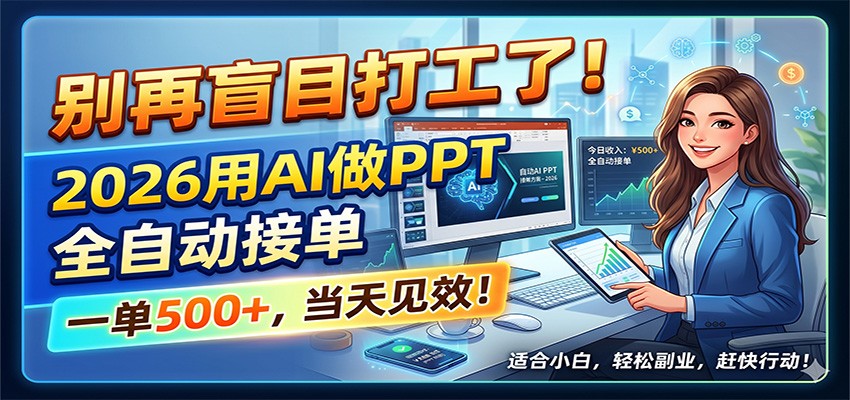 别再盲目打工了！2026用AI做PPT全自动接单，一单5张+，当天见效！选优云网创选优云网创