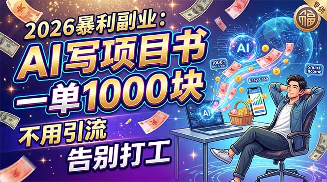 2026暴利副业:AI 写项目书,一单 1000 块,不用引流,告别打工选优云网创选优云网创