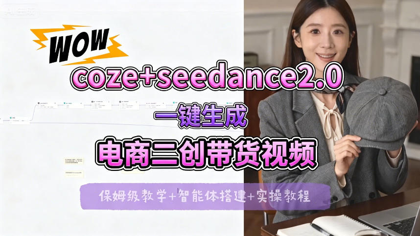 【Coze工作流搭建实操教程】seedance2.0+coze一键生成电商二创带货视频,全流程保姆级教学选优云网创选优云网创