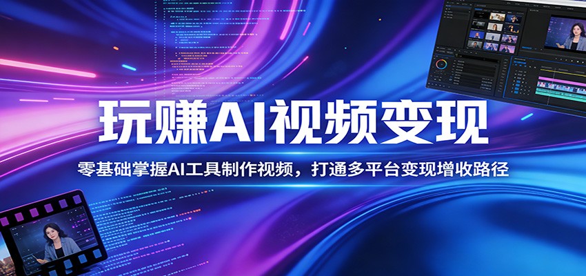 玩赚AI视频变现，零基础掌握AI具制作视频，打通多平台变现增收路径选优云网创选优云网创