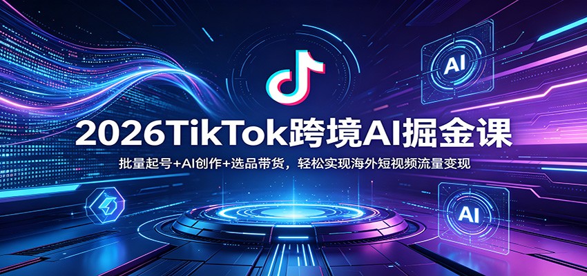2026TikTok跨境AI掘金课:批量起号+AI创作+选品带货,轻松实现海外短视频流量变现选优云网创选优云网创