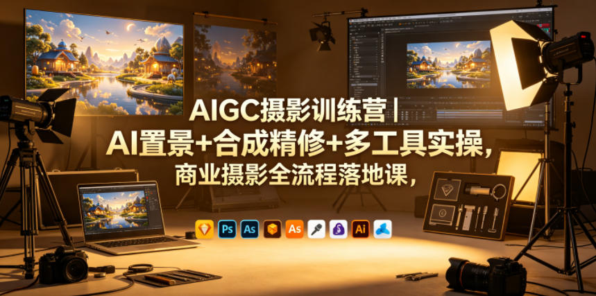 AIGC摄影训练营|AI置景+合成精修+多工具实操,商业摄影全流程落地课选优云网创选优云网创
