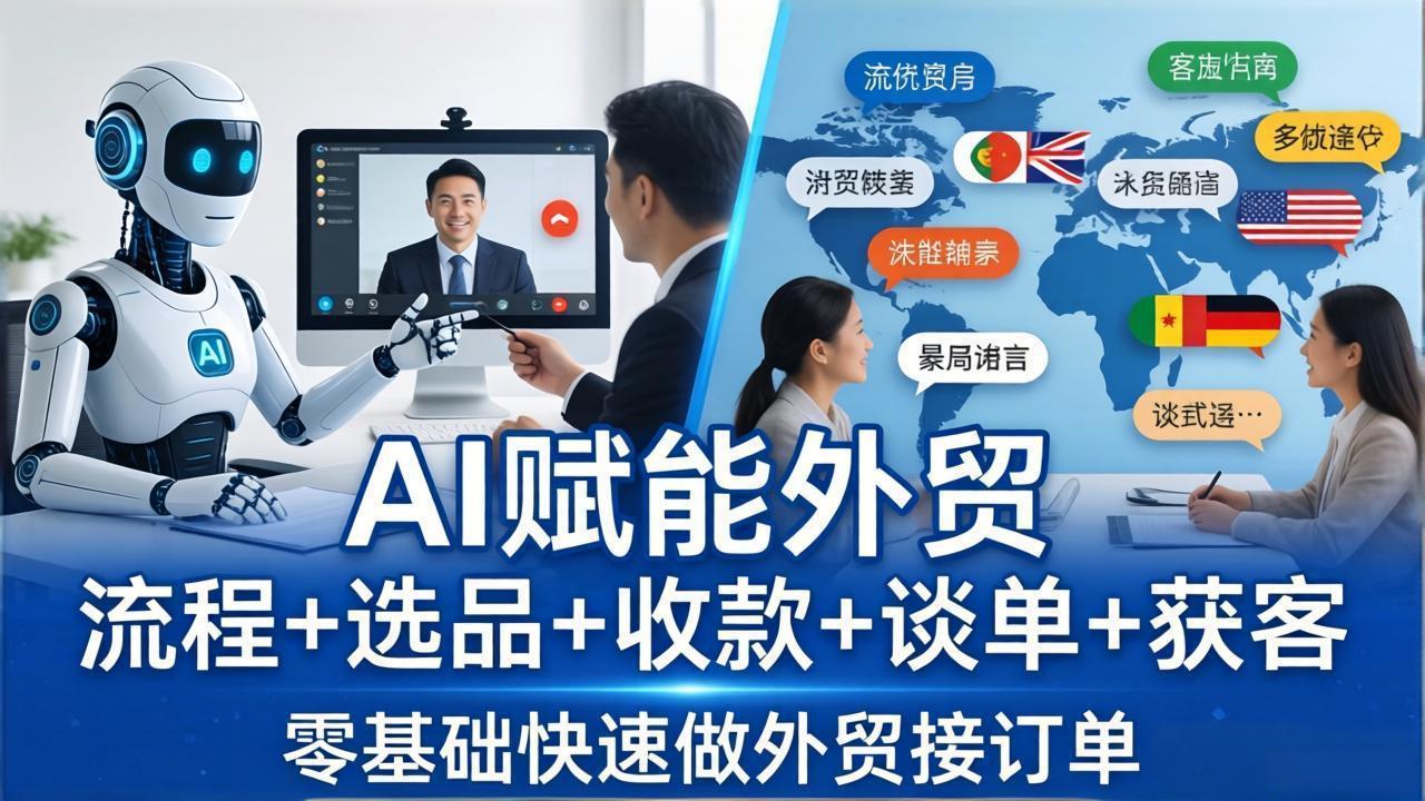 外贸+AI实战课:流程+选品+收款+谈单+获客,零基础快速做外贸接订单选优云网创选优云网创