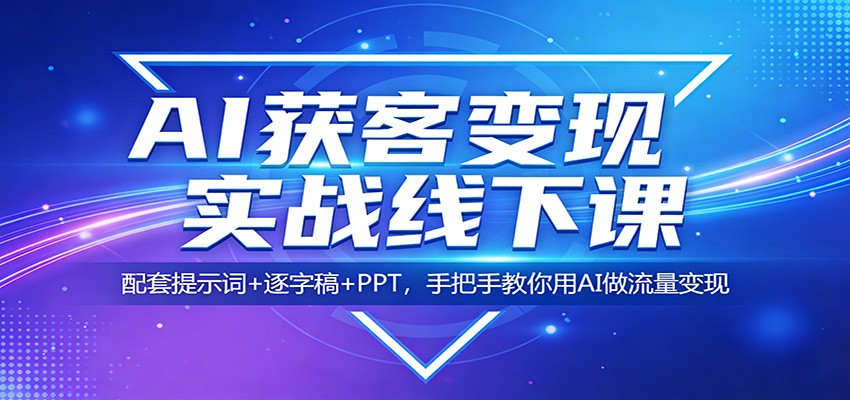 AI获客变现实战线下课：配套提示词+逐字稿+PPT，手把手教你用AI做流量变现选优云网创选优云网创