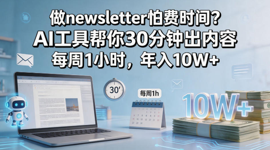 做newsletter怕费时间?AI工具帮你30分钟出内容,每周1小时,年入10W+!【原创双语字幕】选优云网创选优云网创
