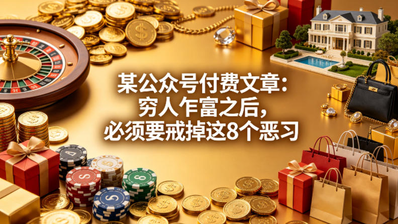 某公众号付费文章:穷人乍富之后,必须要戒掉这8个恶习选优云网创选优云网创