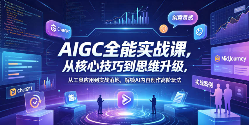 AIGC全能实战课,从核心技巧到思维升级,从工具应用到实战落地,解锁AI内容创作高阶玩法选优云网创选优云网创