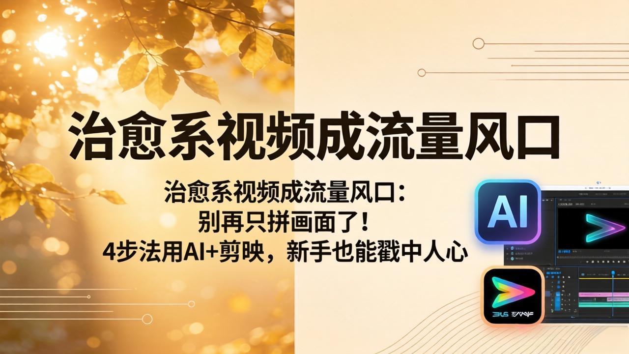 治愈系视频成流量风口:别再只拼画面了!4步法用AI+剪映,新手也能戳中人心选优云网创选优云网创