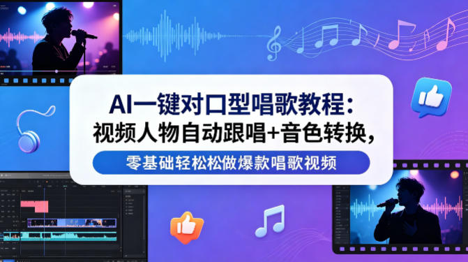 AI一键对口型唱歌教程:视频人物自动跟唱+音色转换,零基础轻松做爆款唱歌视频选优云网创选优云网创