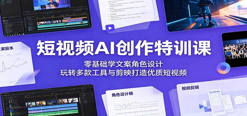 短视频AI创作特训课:零基础学文案角色设计,玩转多款工具与剪映打造优质短视频选优云网创选优云网创