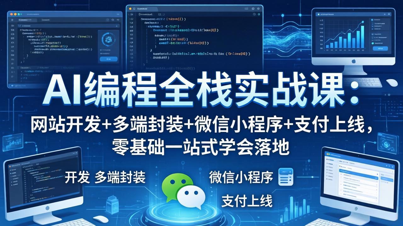 AI编程全栈实战课:网站开发+多端封装+微信小程序+支付上线,零基础一站式学会落地选优云网创选优云网创
