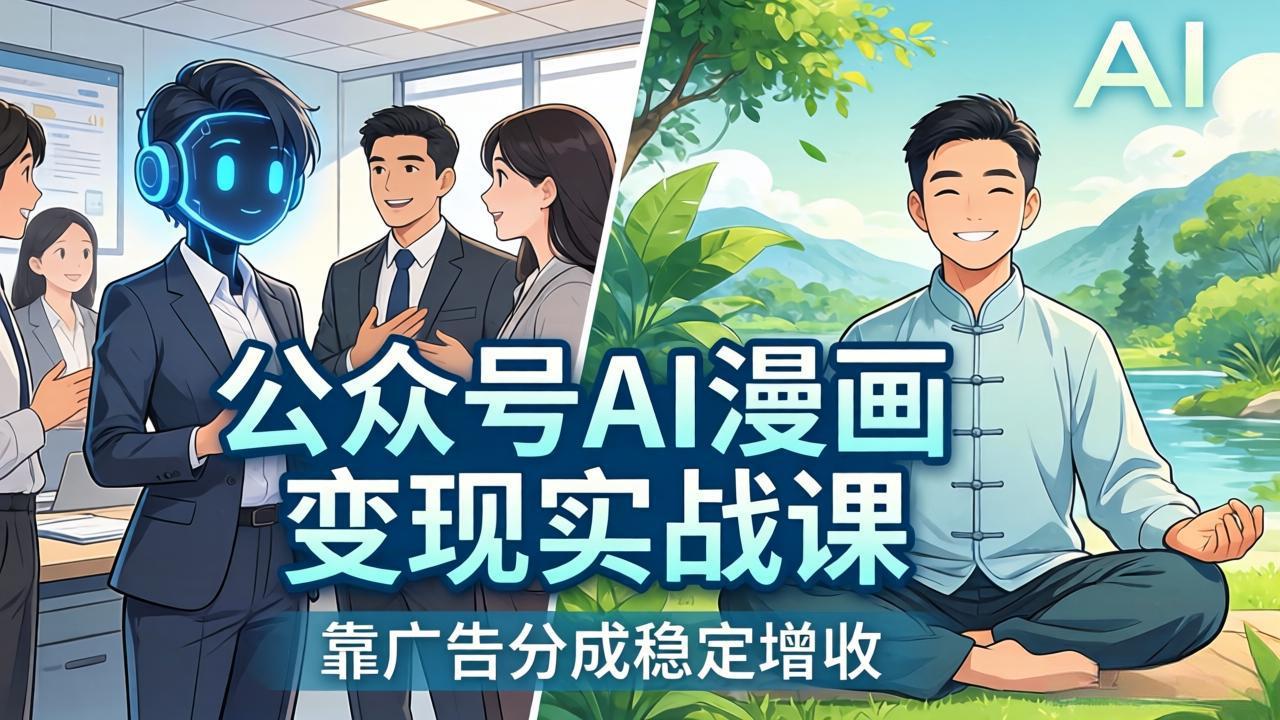 公众号AI漫画变现实战课：星座/职场/养生多赛道+智能体发文，靠广告分成稳定增收选优云网创选优云网创