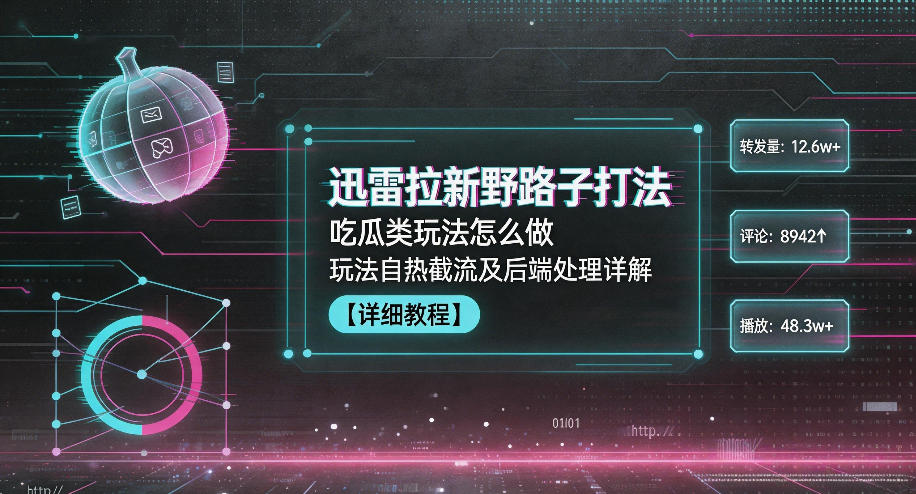 迅雷拉新野路子打法，吃瓜类玩法怎么做，玩法自热截流及后端处理详解选优云网创选优云网创