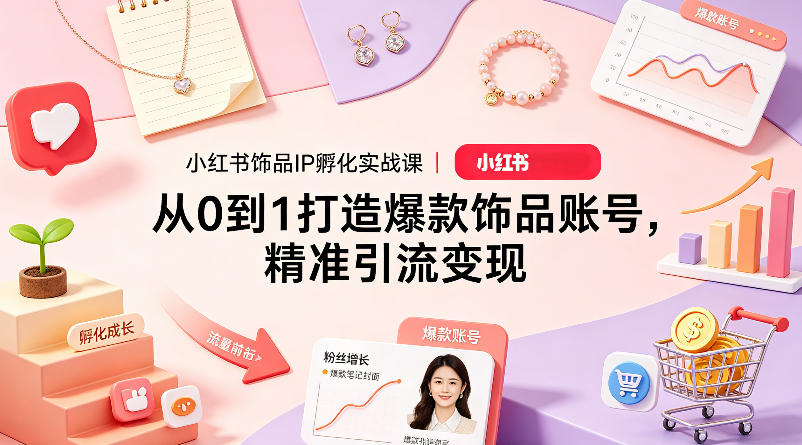 小红书饰品IP孵化实战课｜从0到1打造爆款饰品账号，精准引流变现选优云网创选优云网创