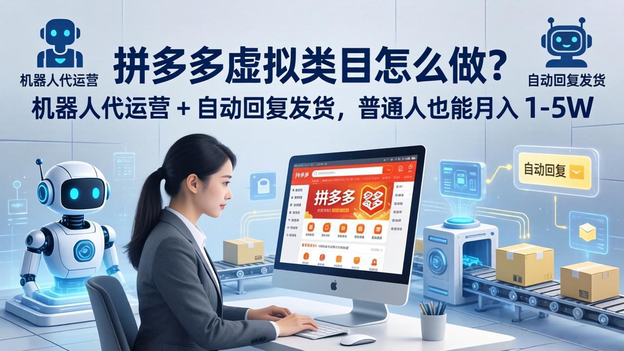 拼多多虚拟类目怎么做?机器人代运营 + 自动回复发货,普通人也能月入 1-5W选优云网创选优云网创