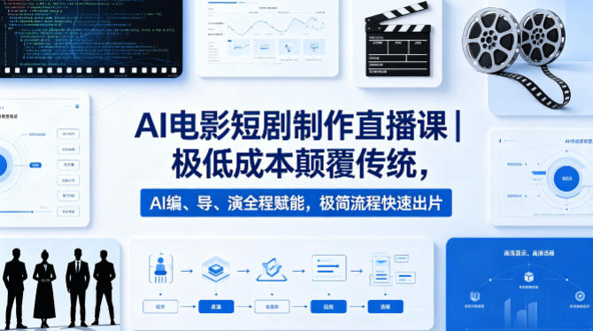 AI电影短剧制作直播课｜极低成本颠覆传统，AI编、导、演全程赋能，极简流程快速出片选优云网创选优云网创