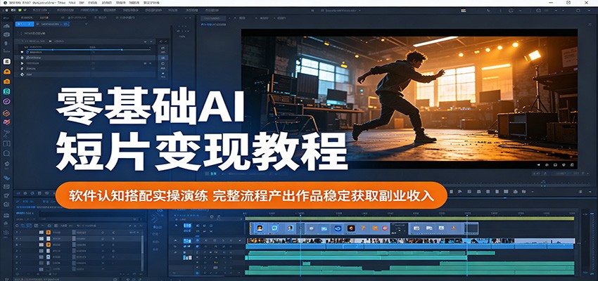 零基础AI短片变现教程:软件认知搭配实操演练,完整流程产出作品稳定获取副业收入选优云网创选优云网创