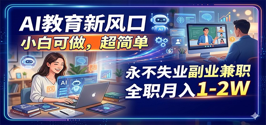 AI教育新风口,小白可做,超简单,永不失业副业兼职 全职月入1-2W选优云网创选优云网创