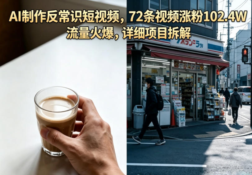 AI制作反常识短视频，72条视频涨粉102.4W，流量火爆，详细项目拆解选优云网创选优云网创