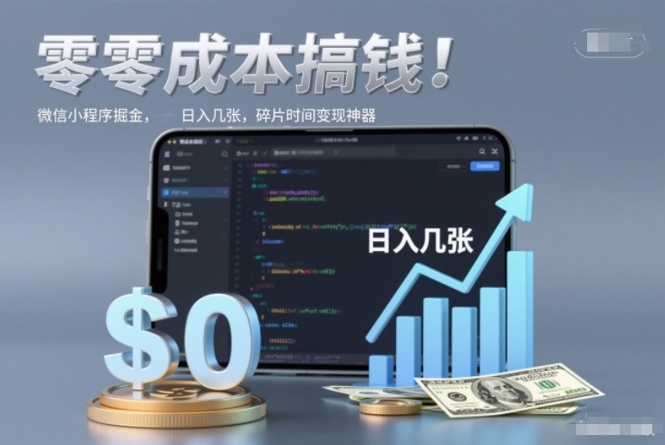 零成本搞钱，微信小程序掘金，简单易操作，日入几张，碎片时间变现神器【揭秘】选优云网创选优云网创