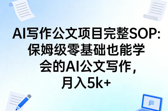 AI写作公文项目完整SOP，保姆级零基础也能学会的AI公文写作，月入5k+选优云网创选优云网创