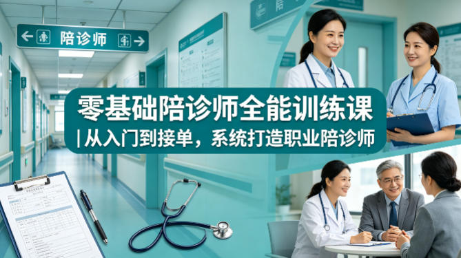 零基础陪诊师全能训练课|从入门到接单,系统打造职业陪诊师选优云网创选优云网创