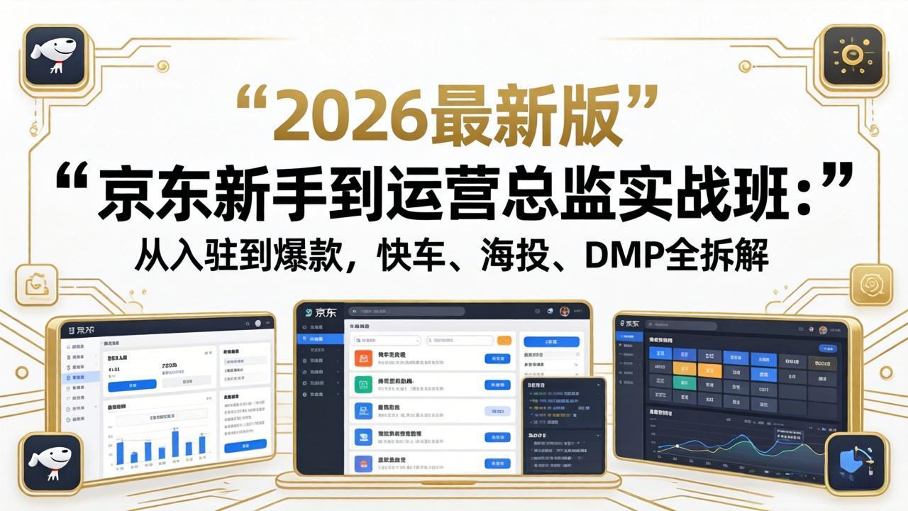 京东新手到运营总监实战班：从入驻到爆款，快车、海投、DMP全拆解，2026最新版选优云网创选优云网创