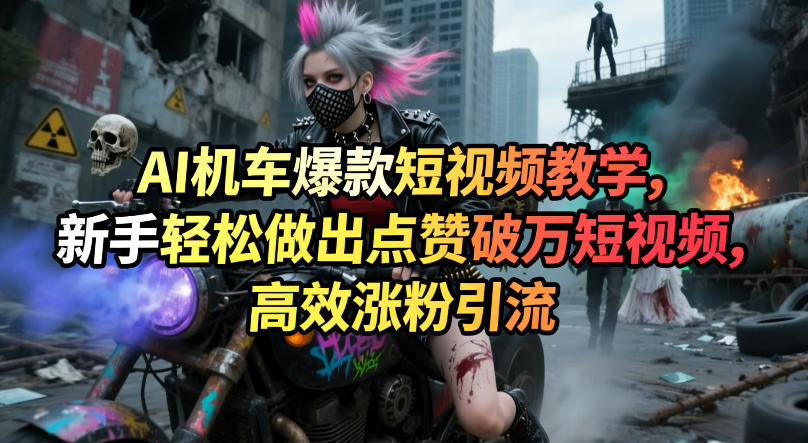 AI机车爆款短视频教学，新手轻松做出点赞破万短视频，高效涨粉引流选优云网创选优云网创