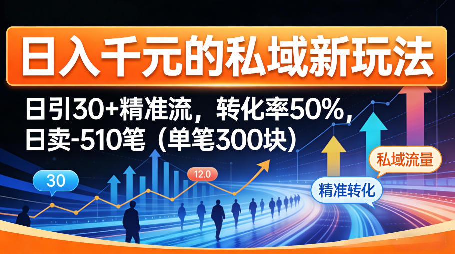 日入千米的私域新玩法:日引30+精准流,转化率50%,日卖5-10笔(单笔300米)选优云网创选优云网创