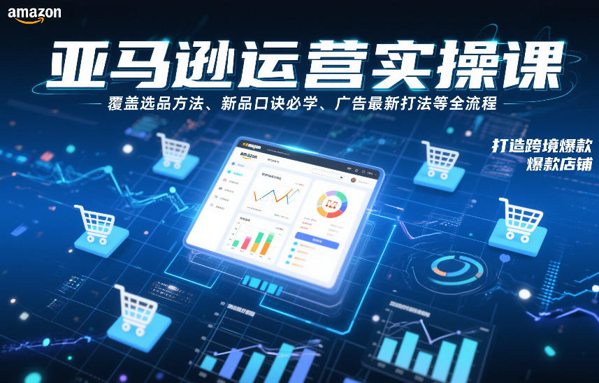 亚马逊运营实操课，覆盖选品方法、新品口诀必学、广告最新打法等全流程，打造跨境爆款店铺(更新4月)选优云网创选优云网创
