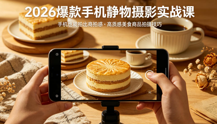 2026爆款手机静物摄影实战课,手机也能拍出商拍感,学会拍出高质感美食商品选优云网创选优云网创