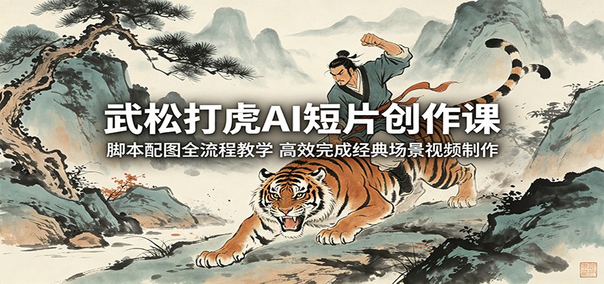 武松打虎AI短片创作课：脚本配图全流程教学，高效完成经典场景视频制作选优云网创选优云网创