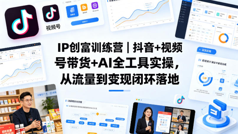IP创富训练营|抖音+视频号带货+AI全工具实操,从流量到变现闭环落地选优云网创选优云网创