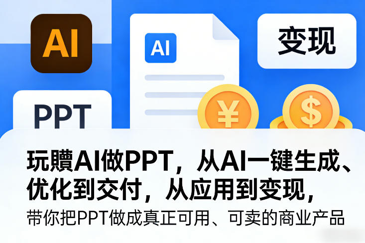 玩賺AI做PPT,从AI一键生成、优化到交付,从应用到变现,带你把PPT做成真正可用、可卖的商业产品(更新0421)选优云网创选优云网创